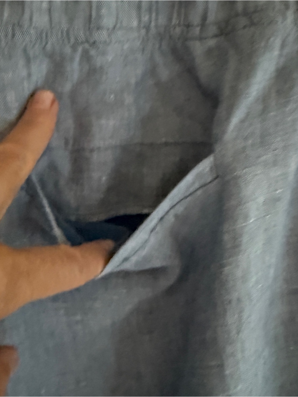 Athleta Cabo Linen Wide Leg Pull On Drawstring Chambray Blue Pants  Size 20 - Picture 11 of 16